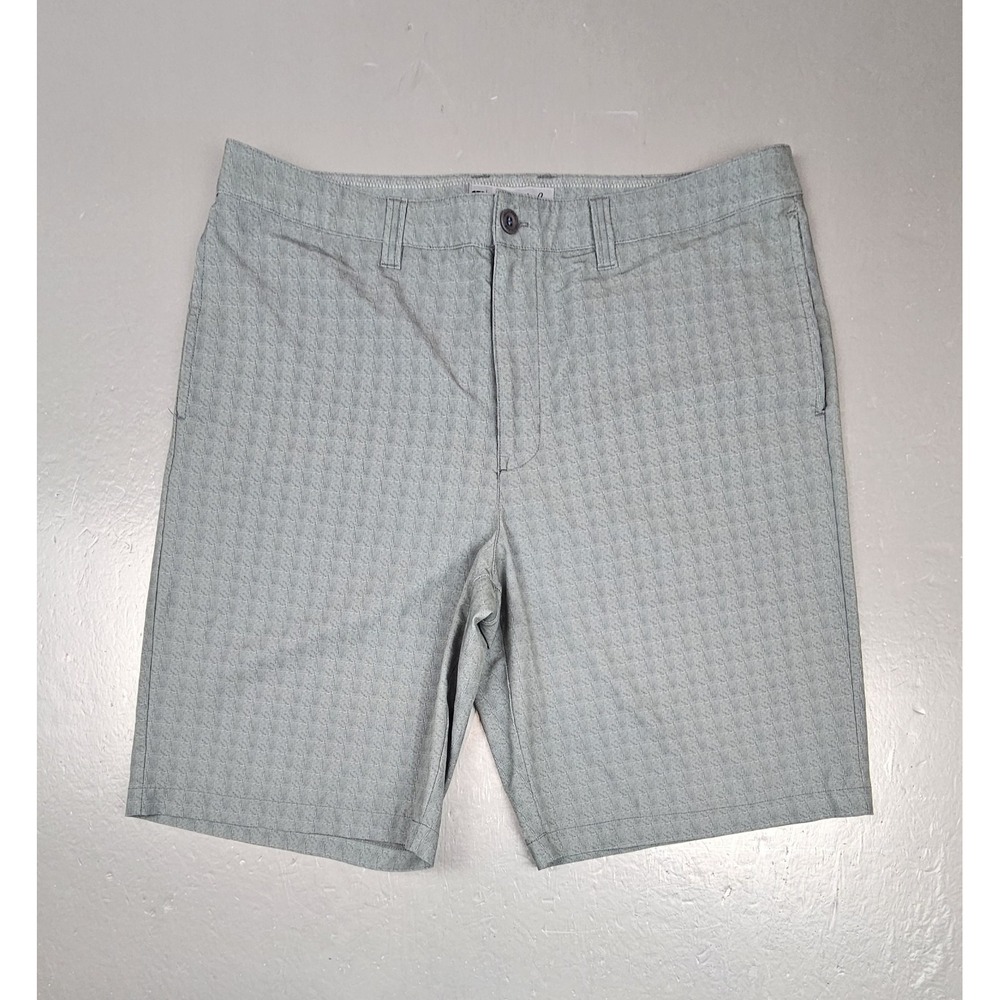 Travis Mathew Shorts Mens 36 Gray‎ Flat Front Chino Golf Performance Geometric